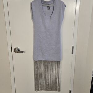 Anthropologie Fringe Hem Sweater Dress